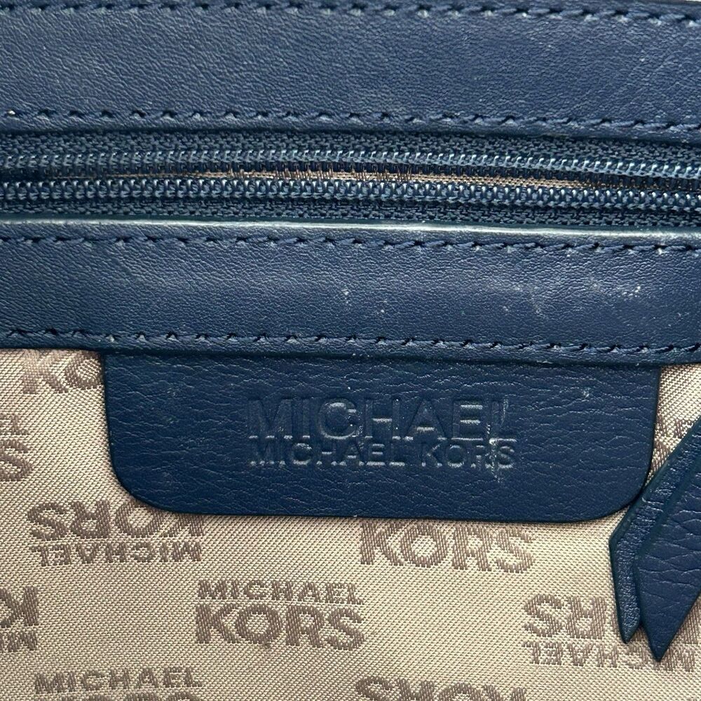Michael Kors Y2K Purse Blue Leather Shoulder Bag Buckles Hobo Crescent - Picture 4 of 16